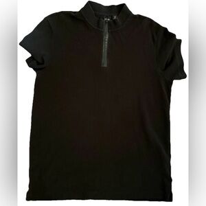 Hugo Boss Men's Black Polo Shirt Logo Zip Size M Short Sleeve Cotton